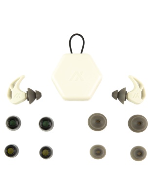 AXIL X20, Earplugs, Bone White, Includes (3) Silicon Tips, (2) Foam Tips and Pocket Carry Case
