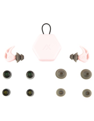 AXIL X20, Earplugs, Soft Pink, Includes (3) Silicon Tips, (2) Foam Tips and Pocket Carry Case