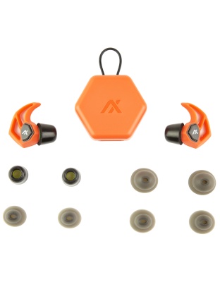 AXIL X30i, Earplugs, Blaze Orange, Includes (3) Silicon Tips, (2) Foam Tips and Pocket Carry Case