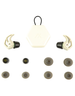 AXIL X30i, Earplugs, Bone White, Includes (3) Silicon Tips, (2) Foam Tips and Pocket Carry Case