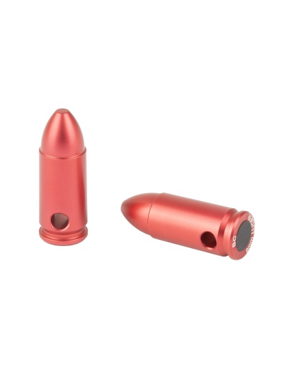 Birchwood Casey DURACAP Training Rounds, 9MM, Aluminum Construction, Anodized Finish, Red, 6 Pack