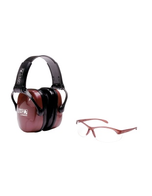 Howard Leight Shooting Combo Kit Earmuff, Dusty Rose, Ultra Light, NRR 25 Muffs, Anti-fog Clear Glasses