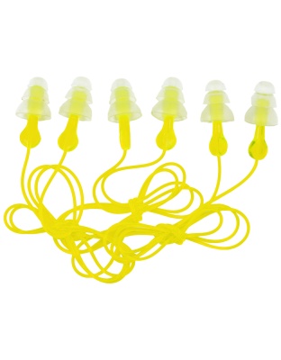 3M/Peltor Tri-Flange Ear Plug, Reusable, Hearing Protection With Cord, 3 Pack, Yellow