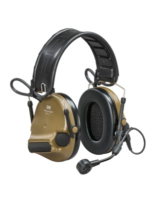 3M/Peltor ComTac VI Defender, Electronic Earmuff, Matte Finish, Coyote Brown, NIB (Natural Interaction Behavior) Wireless Technology, Includes Boom Microphone