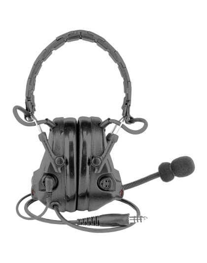 3M/Peltor ComTac V, Electronic Earmuff, Headband, Foldable, Single Lead, Standard Dynamic Mic, NATO Wiring, Black Color