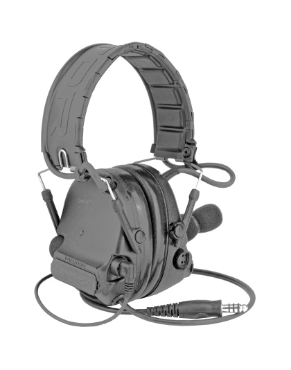 3M/Peltor ComTac V, Electronic Earmuff, Headband, Foldable, Single Lead, Standard Dynamic Mic, NATO Wiring, Black Color