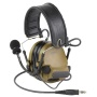 3M/Peltor ComTac V, Electronic Earmuff, Headband, Foldable, Single Lead, Standard Dynamic Mic, NATO Wiring, Coyote Brown Color