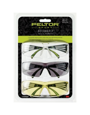 3M/Peltor SecureFit 400, Anti-fog Glasses, Lightweight, Amber/Clear/Gray, Safety Eyewear 3-Pack