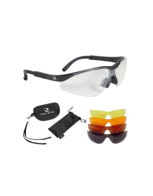 Radians T-85, Glasses, Black Frame, Clear, Copper, Amber, Orange, Green Mirror, Case/Cloth Bag/Neck Cord