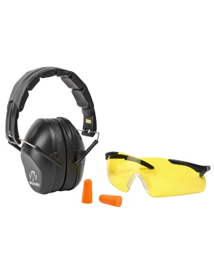 Walker's Passive, Combo Kit, Folding Earmuff, Black, 1 Pair of Foam Ear Plugs, 1 Pair of Sport Glasses Included
