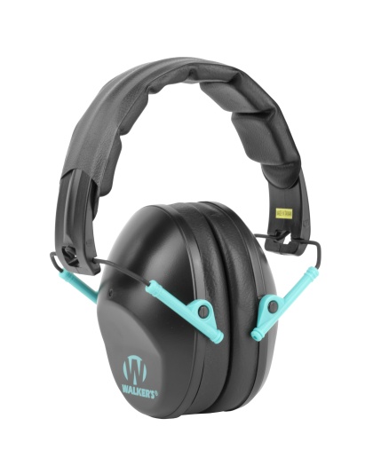 Walker's Passive, Folding Earmuff, Black/Teal, 1 Pair