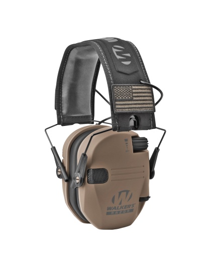Walker's Razor, Electronic Earmuff, Flat Dark Earth, 1 Pair, Includes (2) Morale Patches