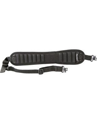 Bulldog Cases Ribbed Rifle Sling, Deluxe Locking Swivels, Poly Oxford Nylon, Black