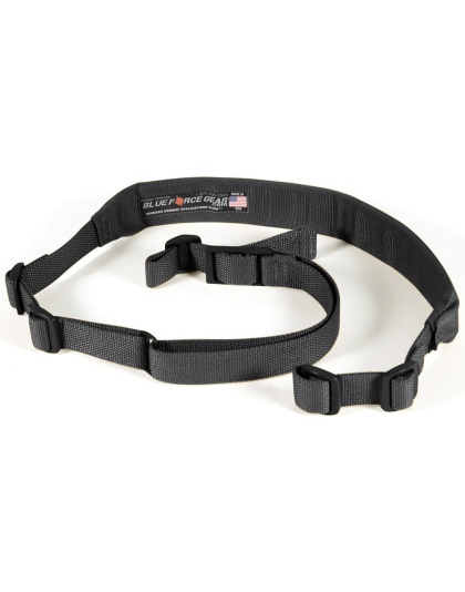 Blue Force Gear Vickers Sling, Padded, 2-Point Combat Sling, Black, Molded Acetal Adjuster, No Quick Release, Attached with TriGlide instead of Loop Lock