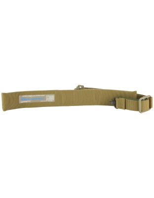 Blue Force Gear Vickers, Padded 2-Point Combat Sling, Push Button Swivels, 54" with Adjuster Tightened, Coyote, 1.00" Webbing