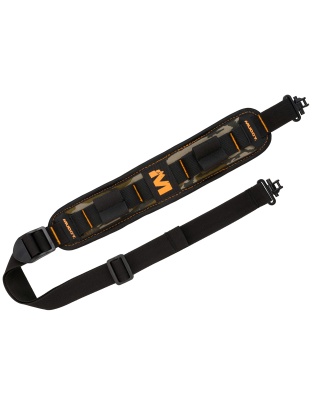 Muddy Summit Ridge Flexible Comfort Sling, Adjustable Length, Black and Mossy Oak Bottomland, Includes QD Swivels