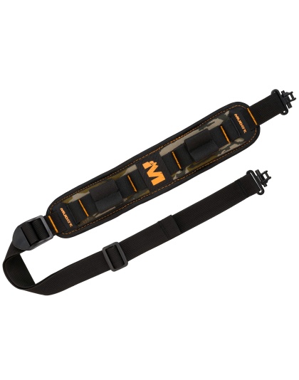 Muddy Summit Ridge Flexible Comfort Sling, Adjustable Length, Black and Mossy Oak Bottomland, Includes QD Swivels