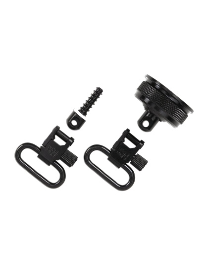 Uncle Mike's QD Mag Cap & Wood Screw Swivel, 1", Fits Remington 870, Black, With External Ratchet