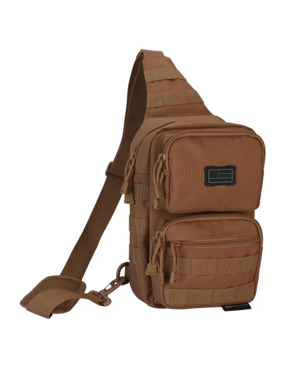 Evolution Outdoor Shoulder Sling Pack, Tactical Bag, Polyester, Padded Shoulder Strap, Adjustable, MOLLE Webbing, Coyote