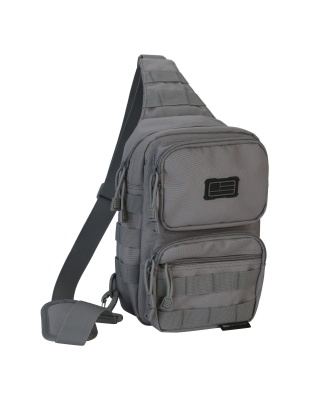 Evolution Outdoor Shoulder Sling Pack, Tactical Bag, Polyester, Padded Shoulder Strap, Adjustable, MOLLE Webbing, Gray
