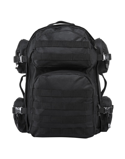 NcSTAR Tactical Backpack, 18" x 12" x 6" Main Compartment, Nylon, Black, Adjustable Shoulder Straps, Exterior PALS/ MOLLE Webbing, Hydration Bladder Compatible