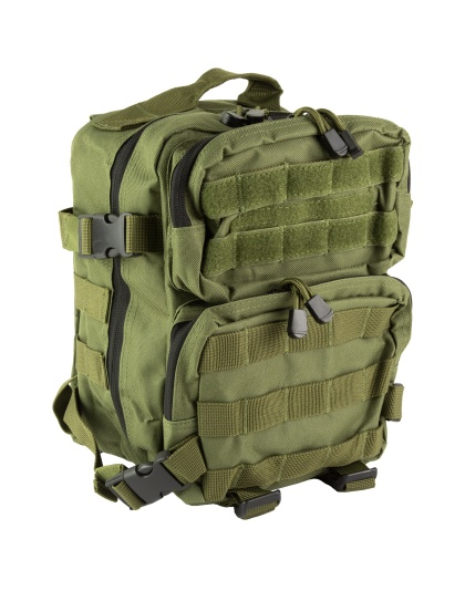 NcSTAR Every Day Pack, Backpack, 12.5"x11.5"x3" Main Compartment, Green, Two Small Compartments with Four Cinch Straps, Molle Webbing, Adjustable Bottom Straps