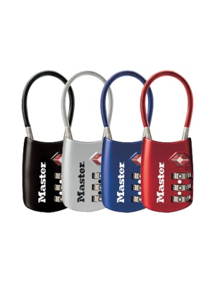 MasterLock One Flexible Combination Shackle Lock, Assorted Blue, Red, Silver or Black.