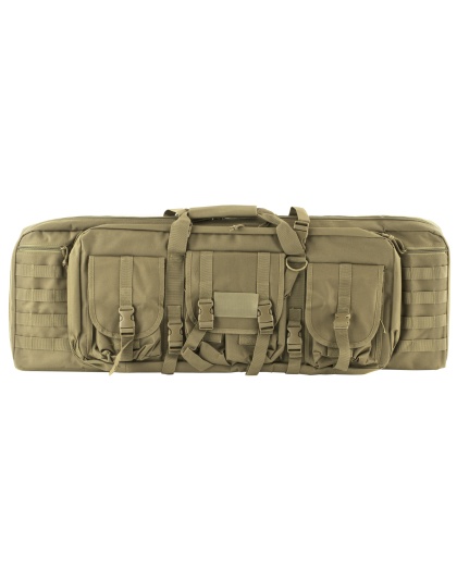 NcSTAR Double Carbine Case, 36" Rifle Case, Nylon, Tan, Exterior PALS Webbing, Interior Padded with Thick Foam, Accommodates two Rifles