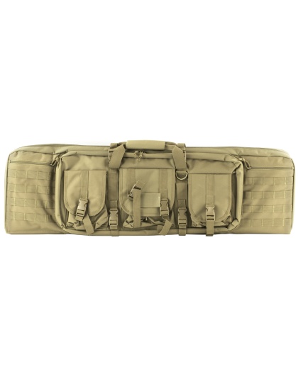 NcSTAR Double Carbine Case, 42" Rifle Case, Nylon, Tan, Exterior PALS Webbing, Interior Padded with Thick Foam, Accommodates two Rifles