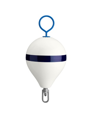 Polyform 13.5" CM Mooring Buoy w/Galvanized Iron - White Blue Stripe