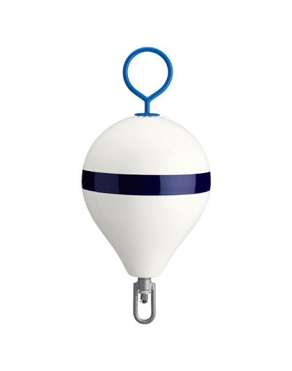 Polyform 13.5" CM Mooring Buoy w/Galvanized Iron - White Blue Stripe