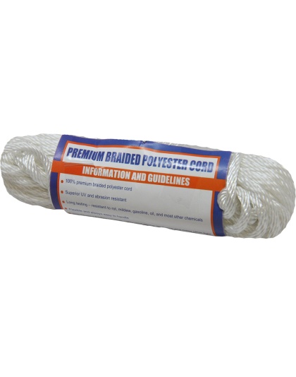 Sea-Dog Solid Braid Polyester Cord Hank - 5/32" x 50 - White